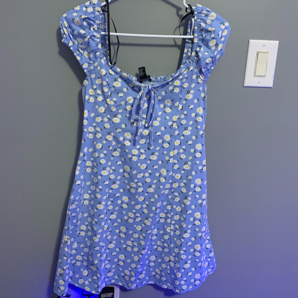 Blue and white dress